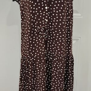 Chaps Chocolate Polka Dot Midi Dress